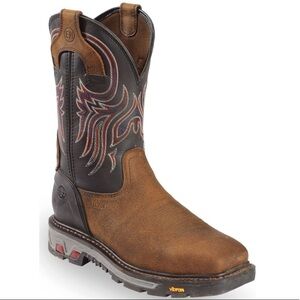 JUSTIN MEN'S TANKER BLACK WESTERN WORK BOOTS - STEEL TOE